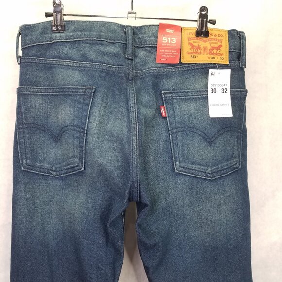 Levi's 513 Jeans Men's 30x32 Slim Straight Fit Blue Dark Wash Stretch Denim NEW - Picture 9 of 16